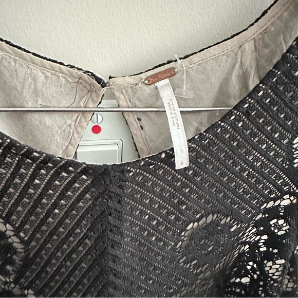 Free People Black Rocco Lace Overlay Mini Dress Womens size 6 - Picture 10 of 12